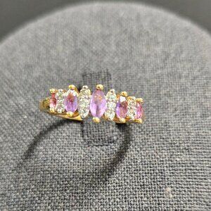 Ring with Purple / clear rhinestones